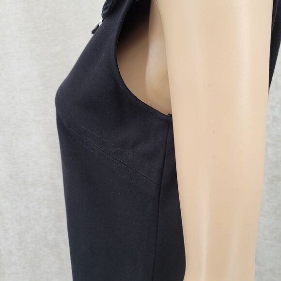 Cache Black Shift Dress with Layered 2D Statement Collar Women's Size 6 - Picture 6 of 13